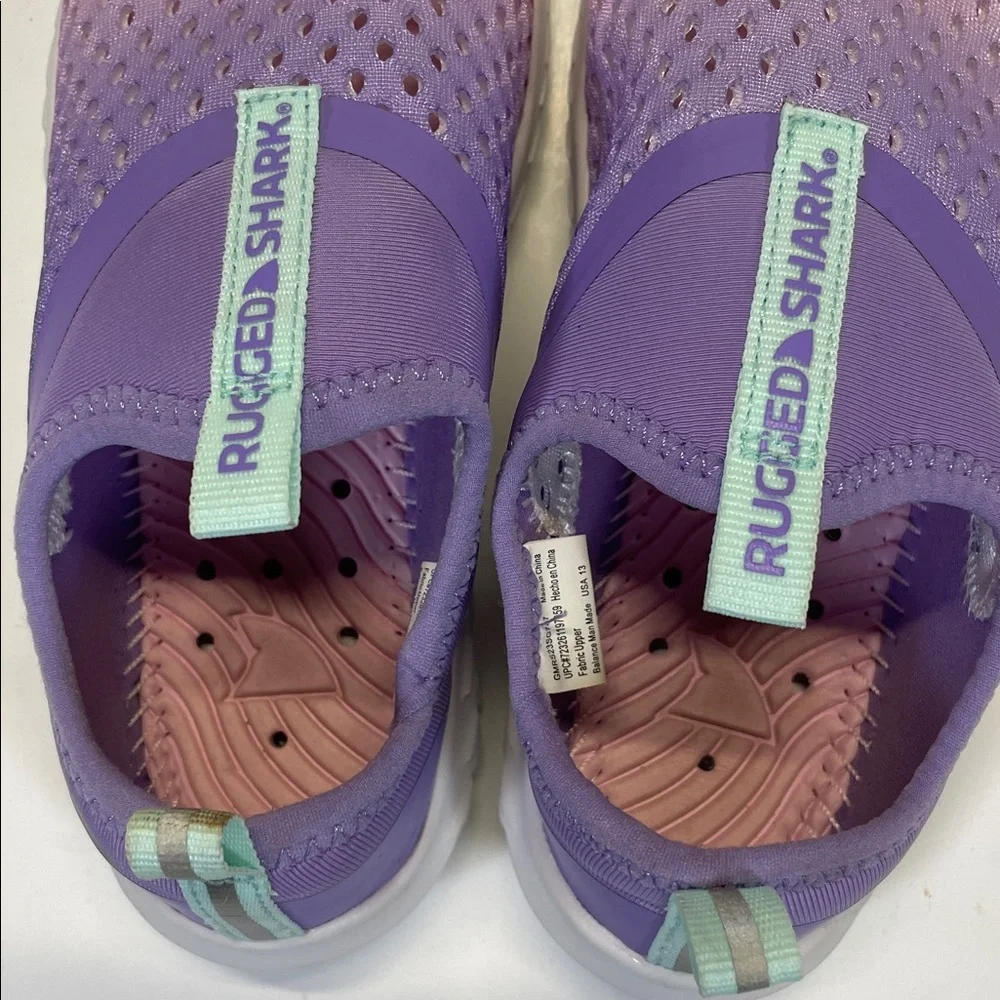 Rugged Shark Kids Water Shoes Pink Purple Slip On Size 13
